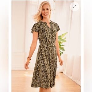 NWT Talbots Petite Jersey Fit & Flare Dress - Animal Print